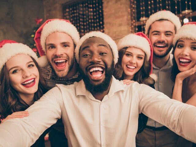 Close,Up,Photo,Of,Excited,Mutliethnic,Youth,Enjoy,Christmas,Holidays