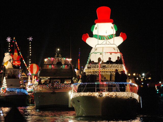 Boats And Yachts Take Part In The Newport Beach Christmas Boat Parade