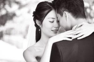 Close-up,Portrait,Of,Intimate,Wedding,Couple,,Black,And,White.